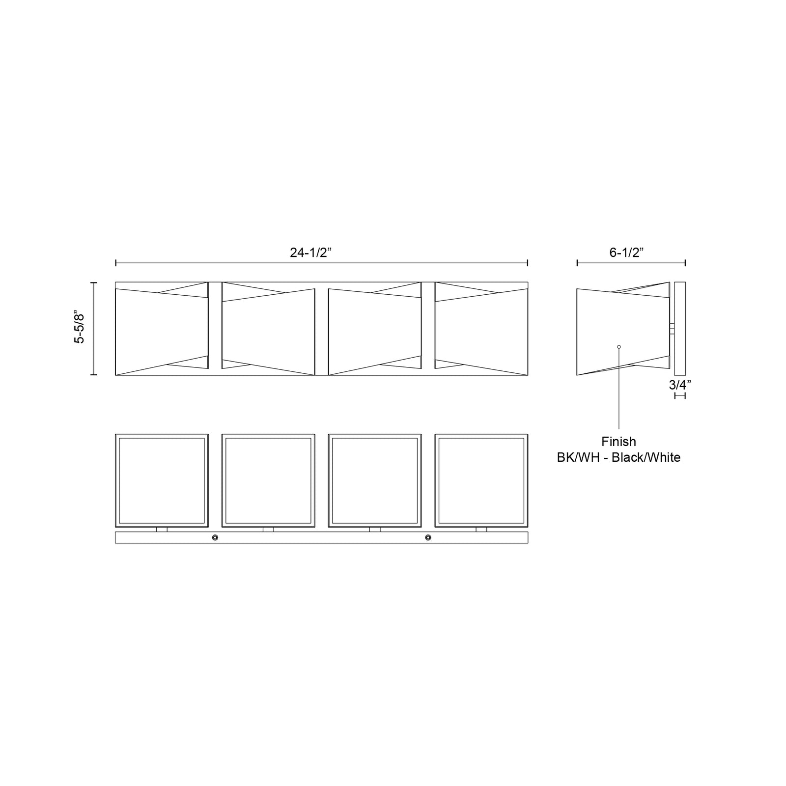 Cubix 24-in Black/White LED Vanity