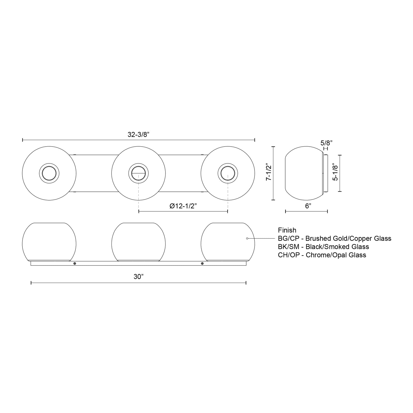 Samar 32-in Chrome/Opal Glass 3 Lights Vanity
