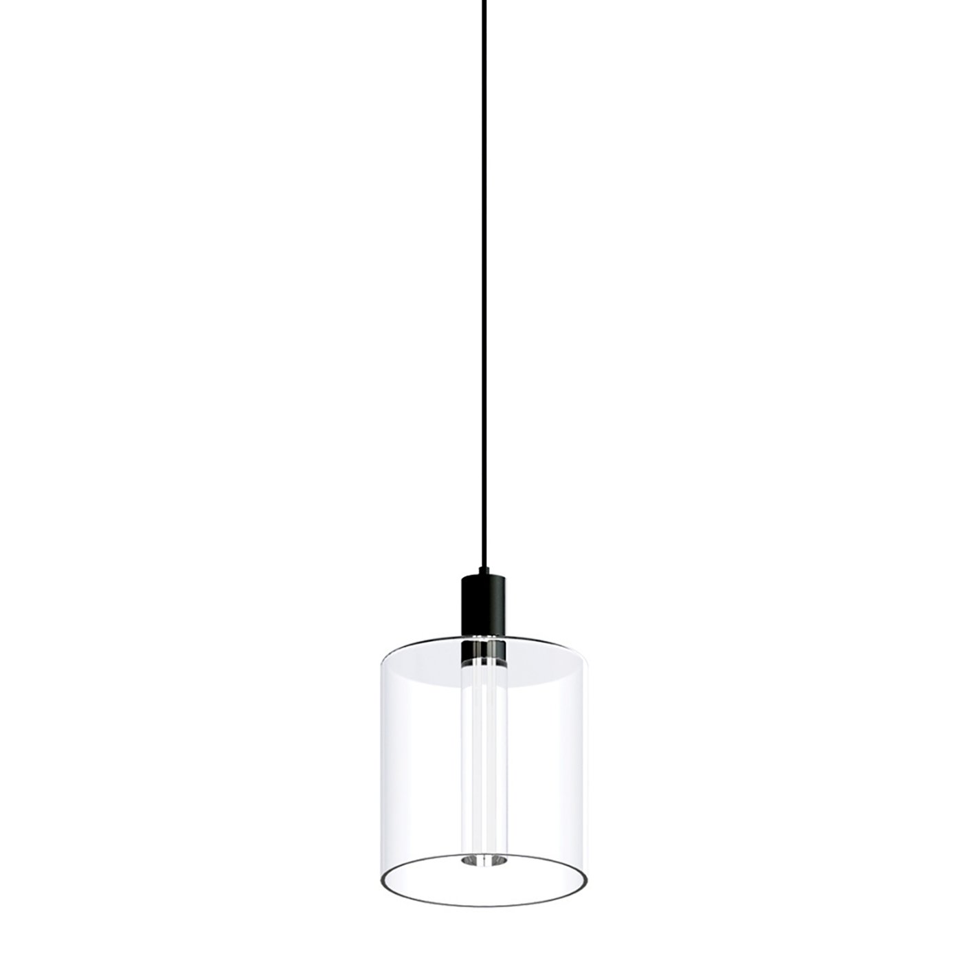 Velo Clear wTall Clear Single Pendant - 3W - Matte Black Socket