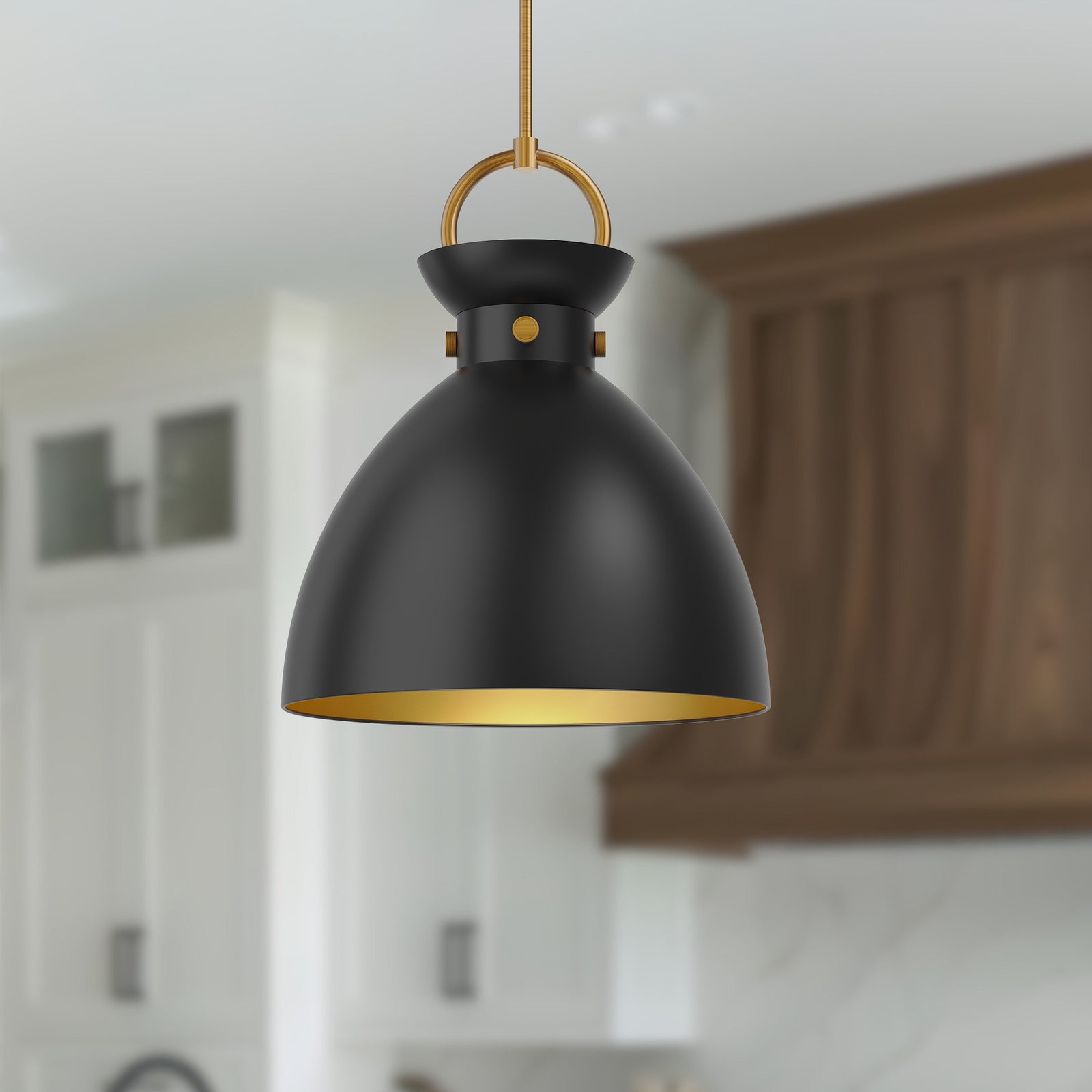 Waldo 18-in Aged Gold/Matte Black 1 Light Pendant