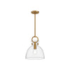 Waldo 11-in Aged Gold/Clear 1 Light Pendant