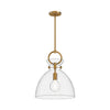 Waldo 14-in Aged Gold/Clear 1 Light Pendant