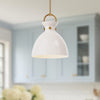 Waldo 14-in Aged Gold/Glossy Opal Glass 1 Light Pendant