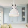 Waldo 14-in Matte Black/Glossy Opal Glass 1 Light Pendant