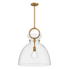 Waldo 18-in Aged Gold/Clear 1 Light Pendant