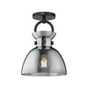 Waldo 9-in Matte Black/Smoked 1 Light Semi Flush Mount