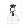 Waldo 9-in Matte Black/Clear Glass 1 Light Semi Flush Mount