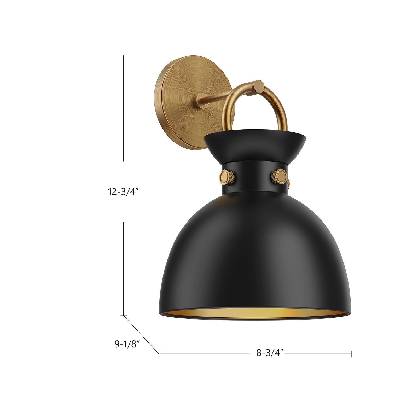 Waldo 9-in Aged Gold 1 Light Wall/Vanity