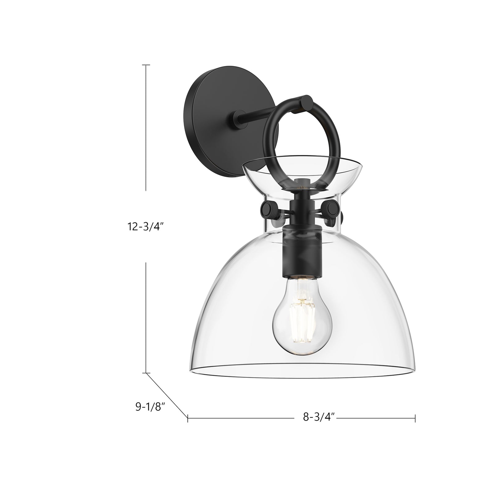 Waldo 9-in Aged Gold/Clear 1 Light Wall/Vanity