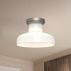 Westlake 11-in Brushed Nickel/Glossy Opal Glass 1 Light Flush Mount