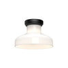 Westlake 11-in Glossy Opal Glass/Matte Black 1 Light Flush Mount