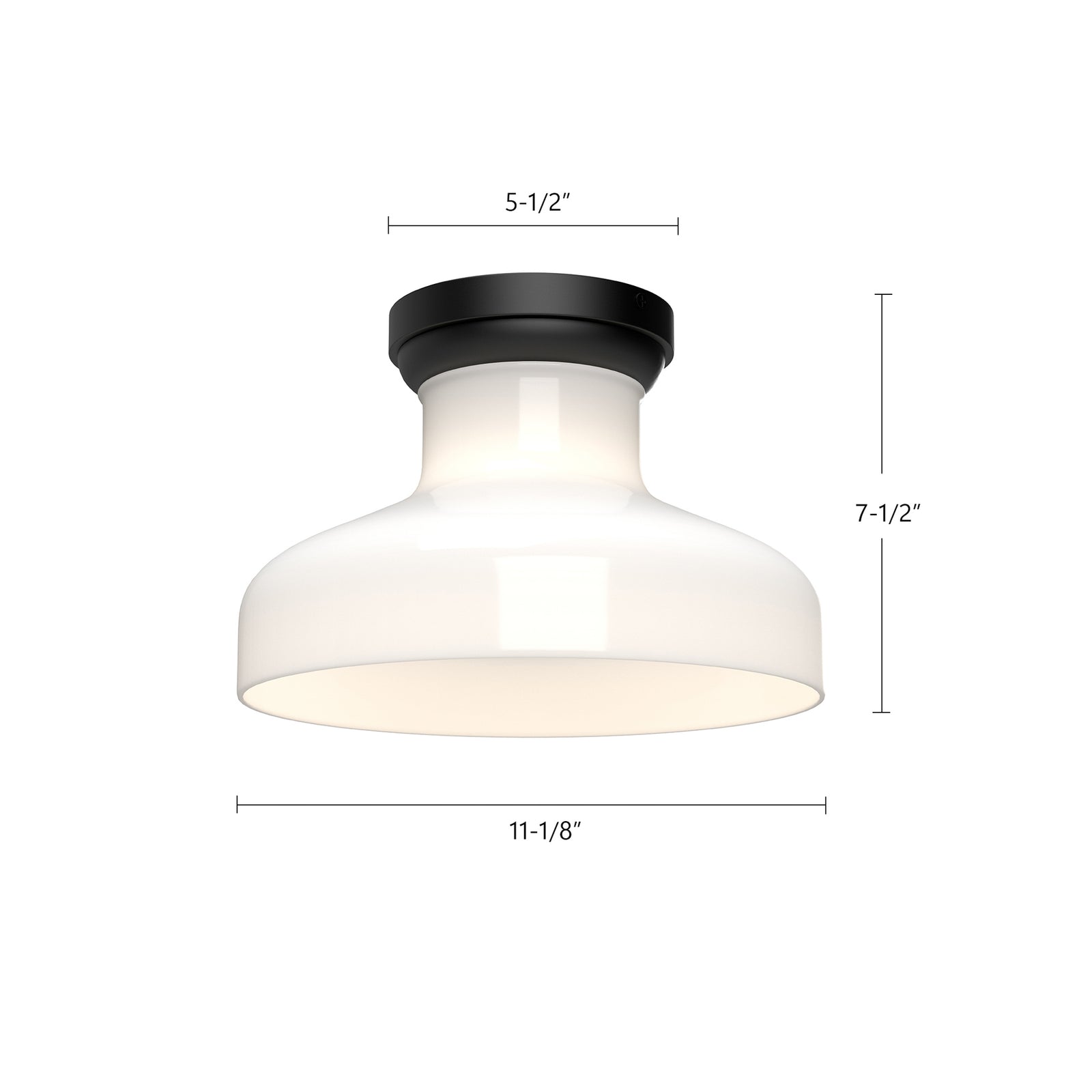 Westlake 11-in Glossy Opal Glass/Matte Black 1 Light Flush Mount