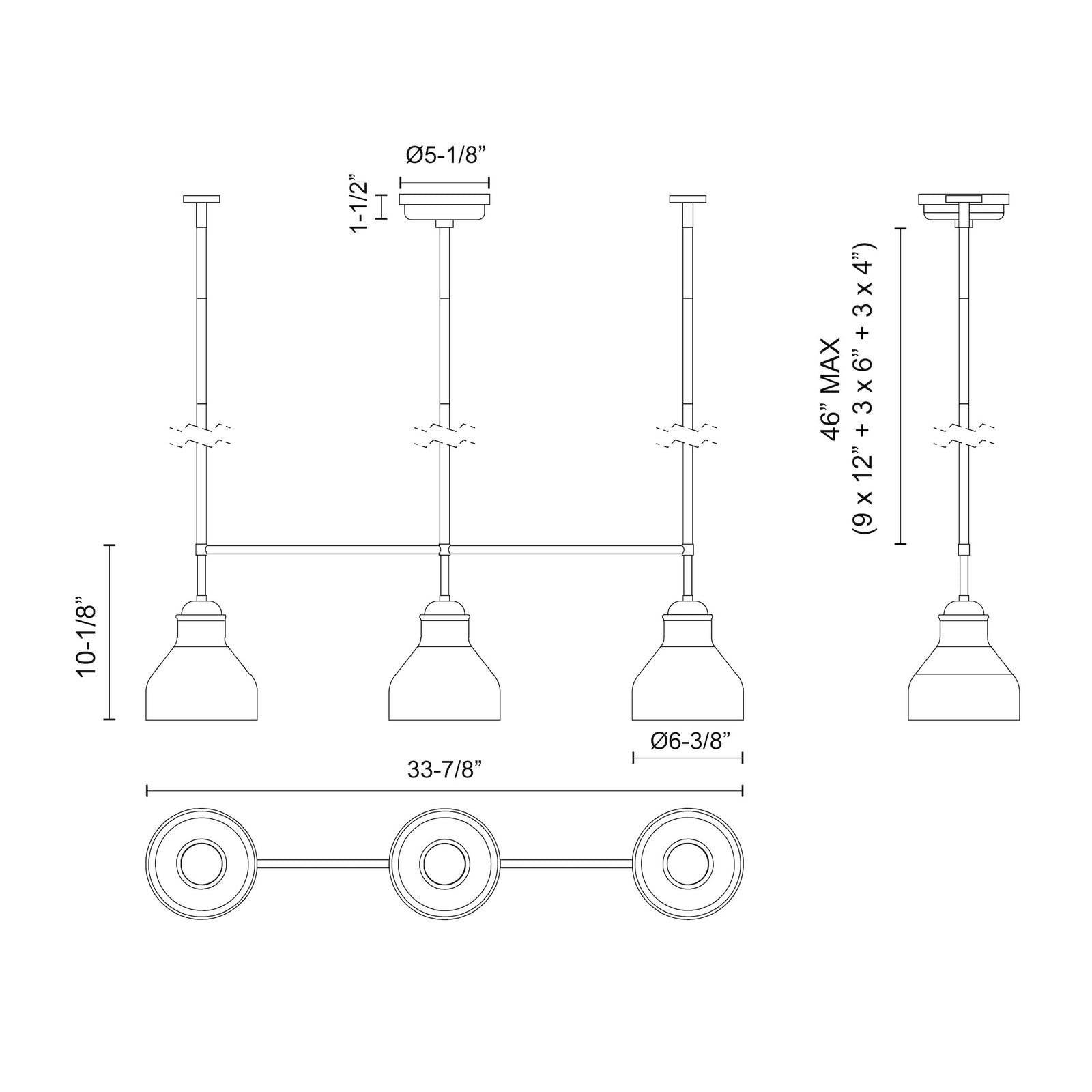 Westlake 34-in Brushed Nickel/Glossy Opal Glass 3 Lights Linear Pendant