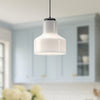 Westlake 11-in Glossy Opal Glass/Matte Black 1 Light Pendant