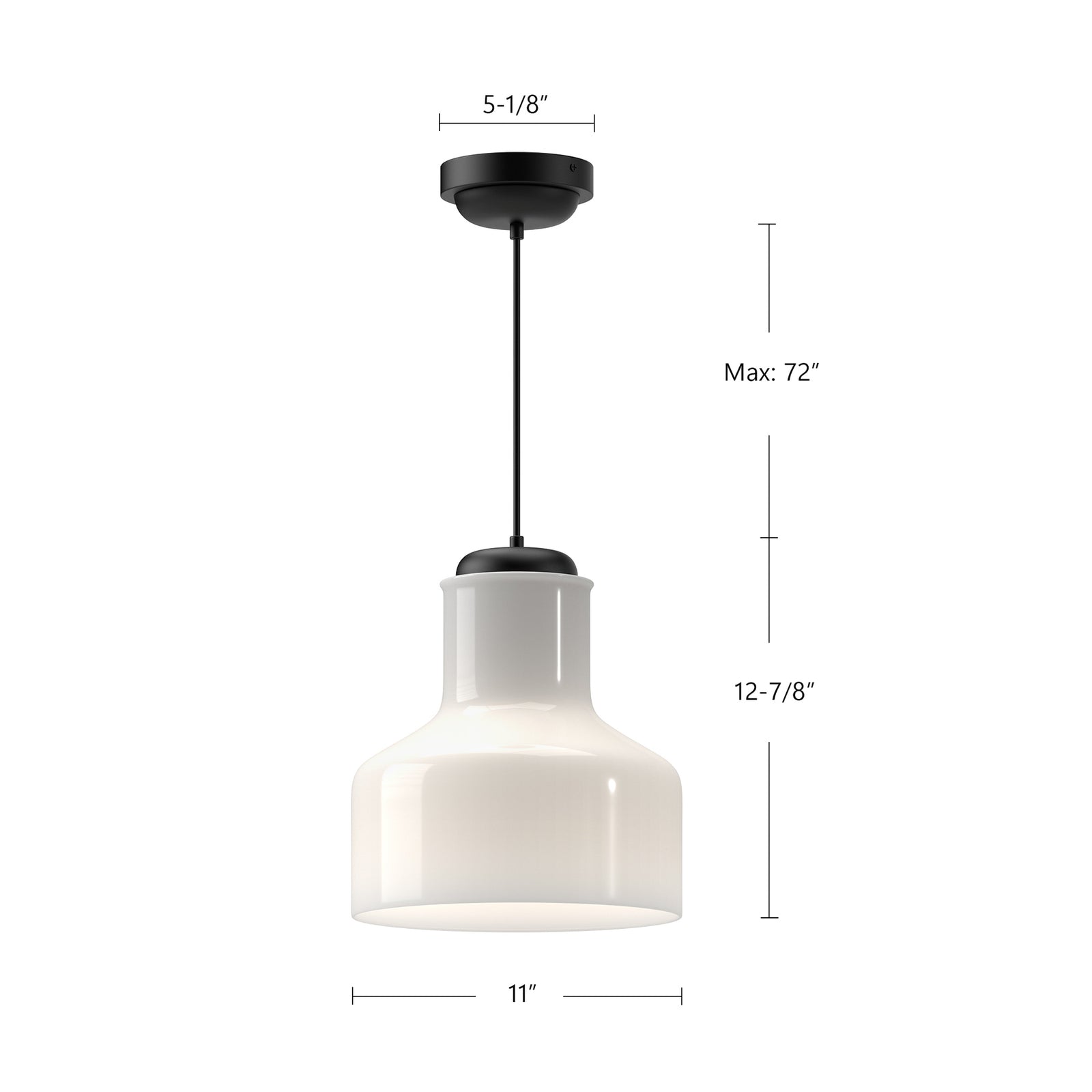 Westlake 11-in Brushed Nickel/Glossy Opal Glass 1 Light Pendant