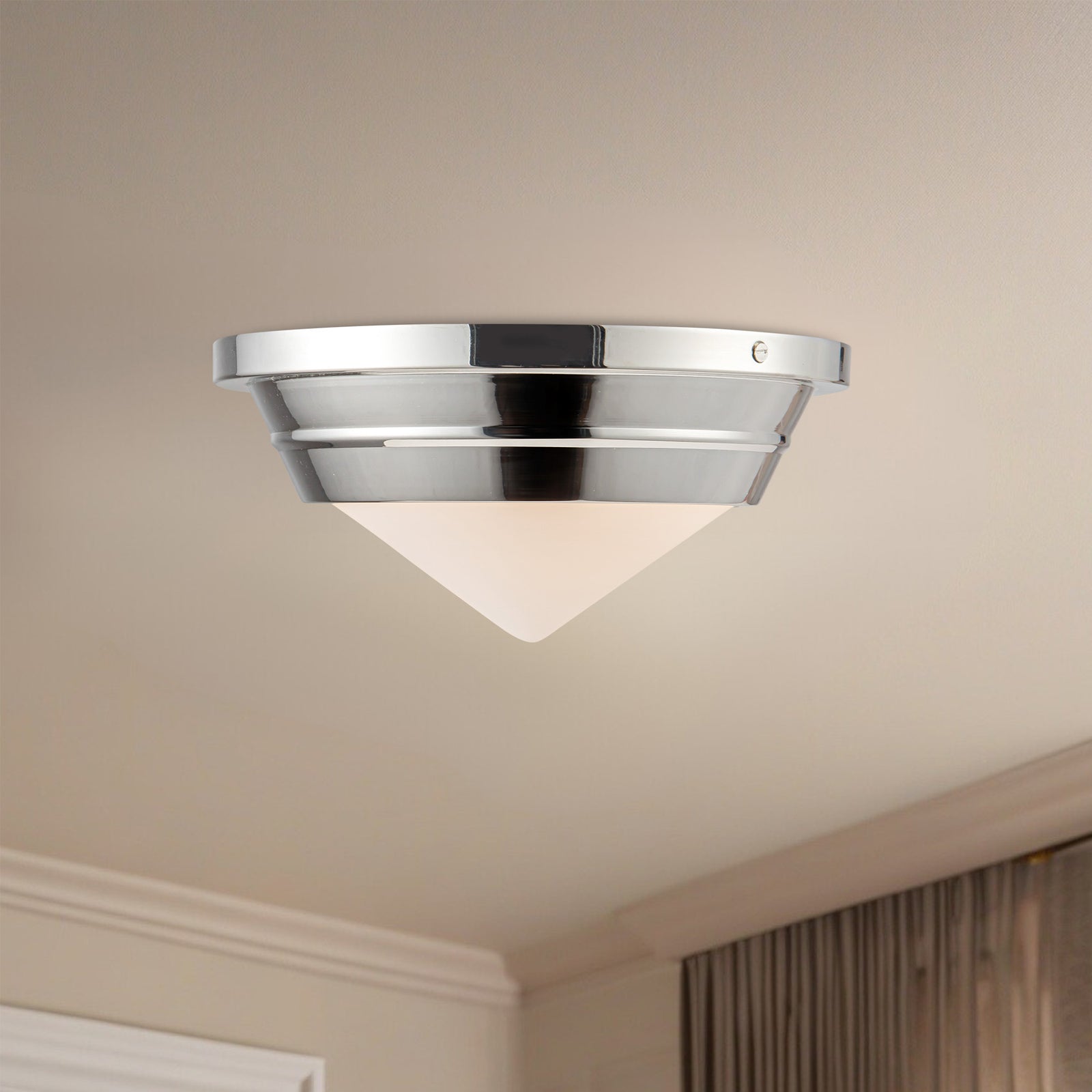 Willard 10-in Polished Nickel/Opal Matte Glass 1 Light Flush Mount