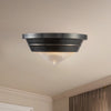 Willard 10-in Urban Bronze/Prismatic Glass 1 Light Flush Mount