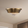 Willard 10-in Vintage Brass/Prismatic Glass 1 Light Flush Mount