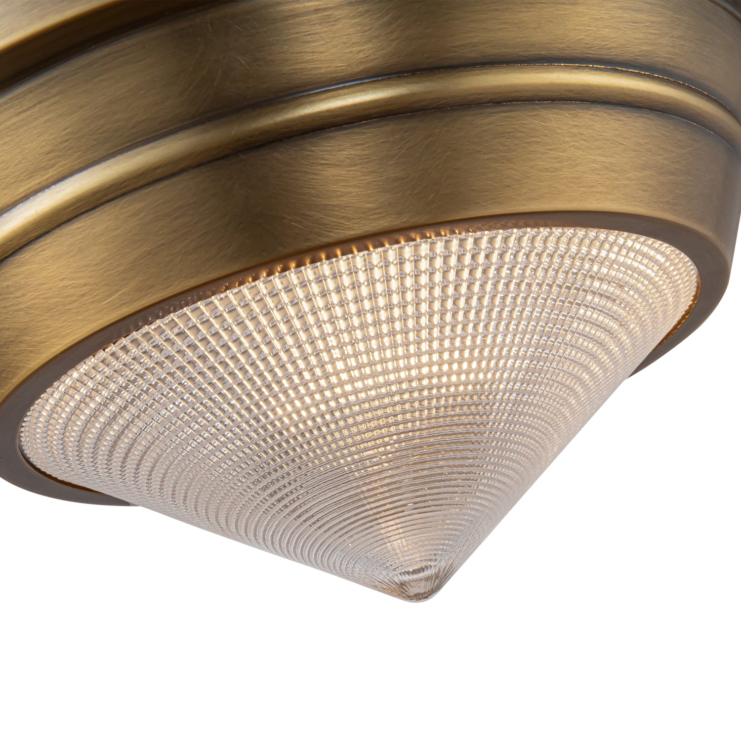 Willard 10-in Vintage Brass/Prismatic Glass 1 Light Flush Mount