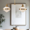 Willard 41-in Vintage Brass/Opal Matte Glass 2 Lights Linear Pendant
