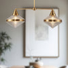 Willard 41-in Vintage Brass/Prismatic Glass 2 Lights Linear Pendant