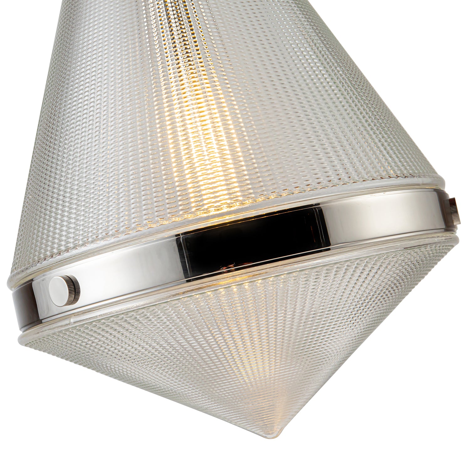 Willard 22-in Polished Nickel/Prismatic Glass 1 Light Pendant