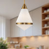 Willard 22-in Vintage Brass/Opal Matte Glass 1 Light Pendant
