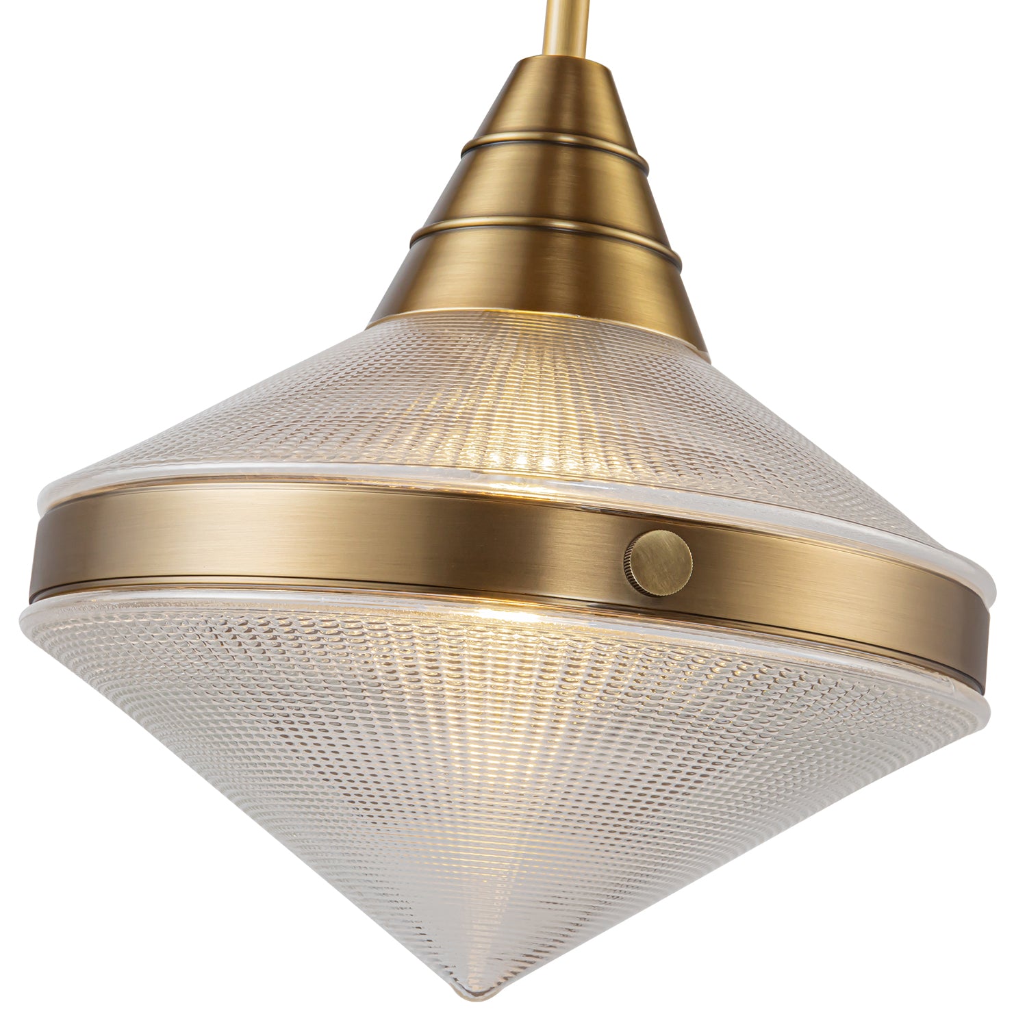 Willard 14-in Vintage Brass/Prismatic Glass 1 Light Pendant