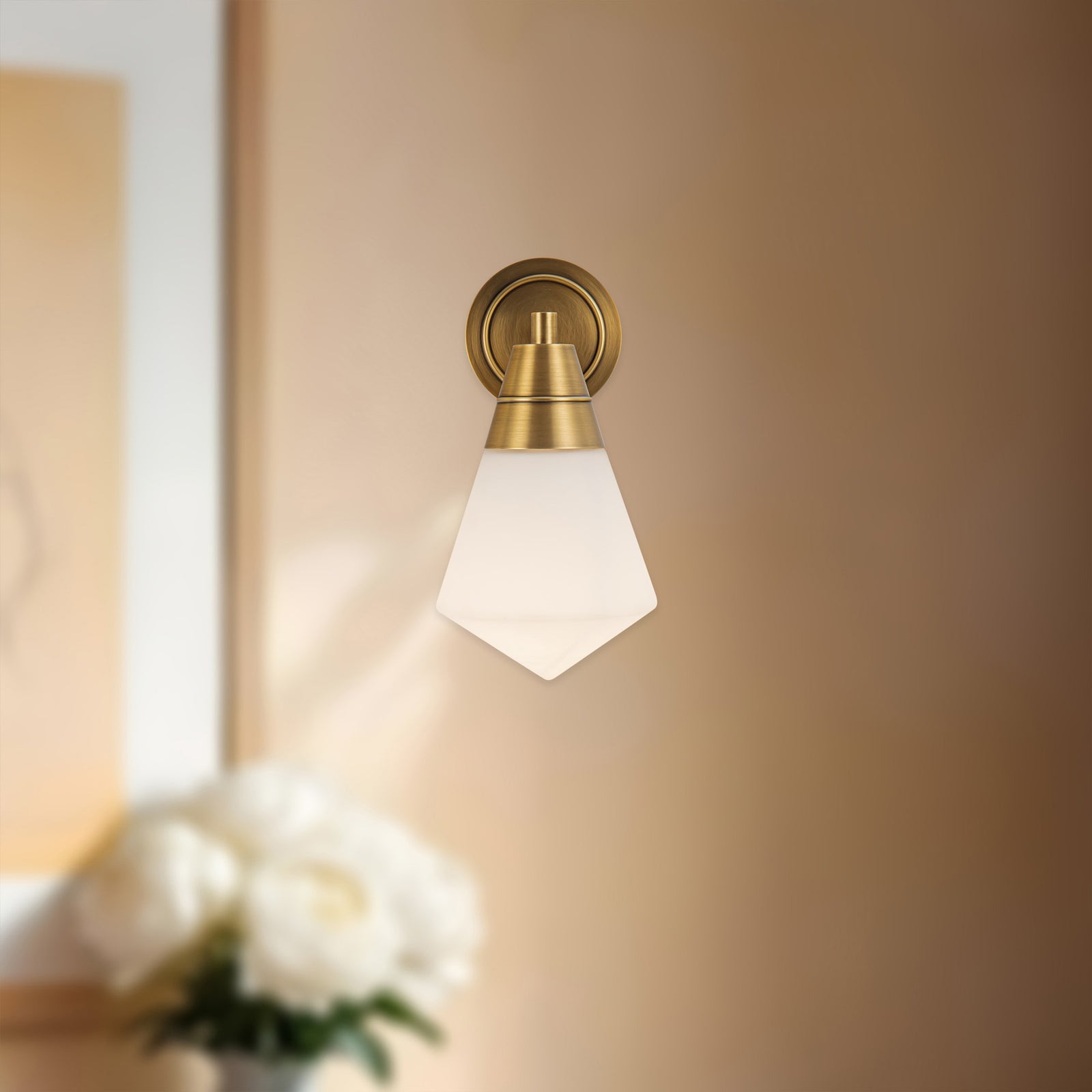 Willard 6-in Vintage Brass/Opal Matte Glass 1 Light Wall/Vanity