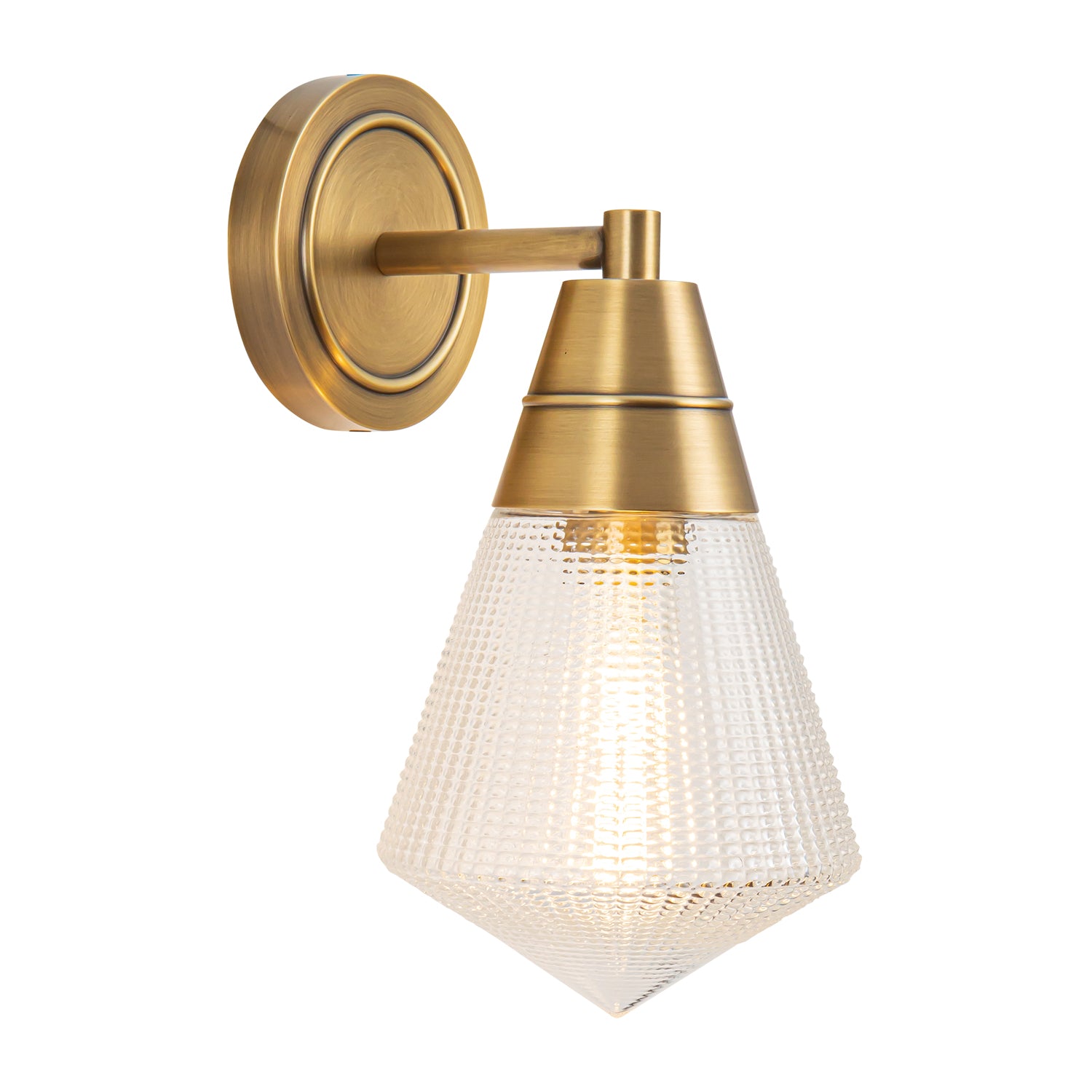Willard 6-in Vintage Brass/Prismatic Glass 1 Light Wall/Vanity
