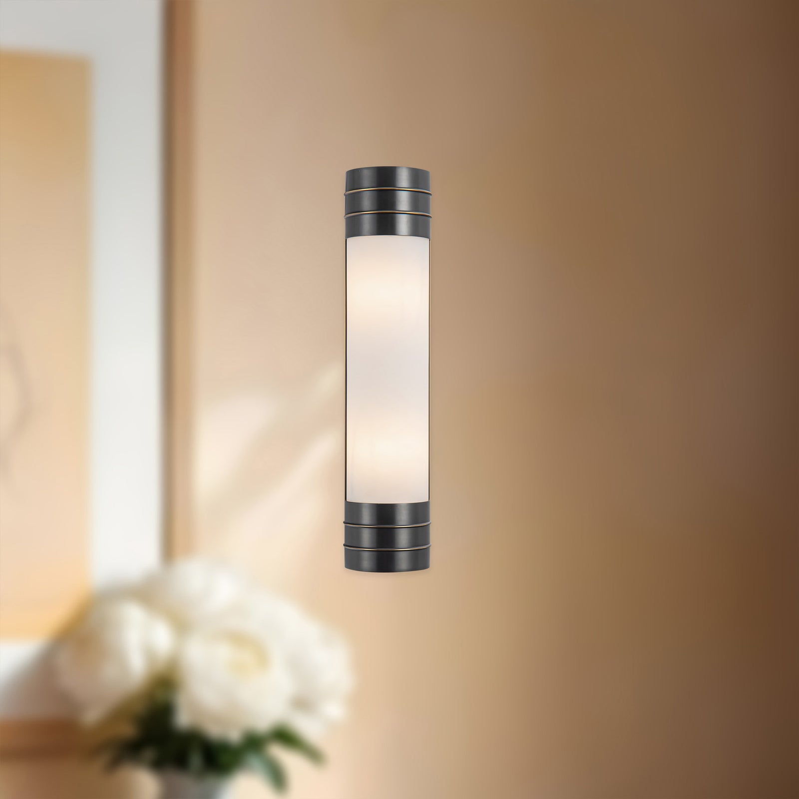 Willard 18-in Urban Bronze/Opal Matte Glass 2 Lights Wall/Vanity