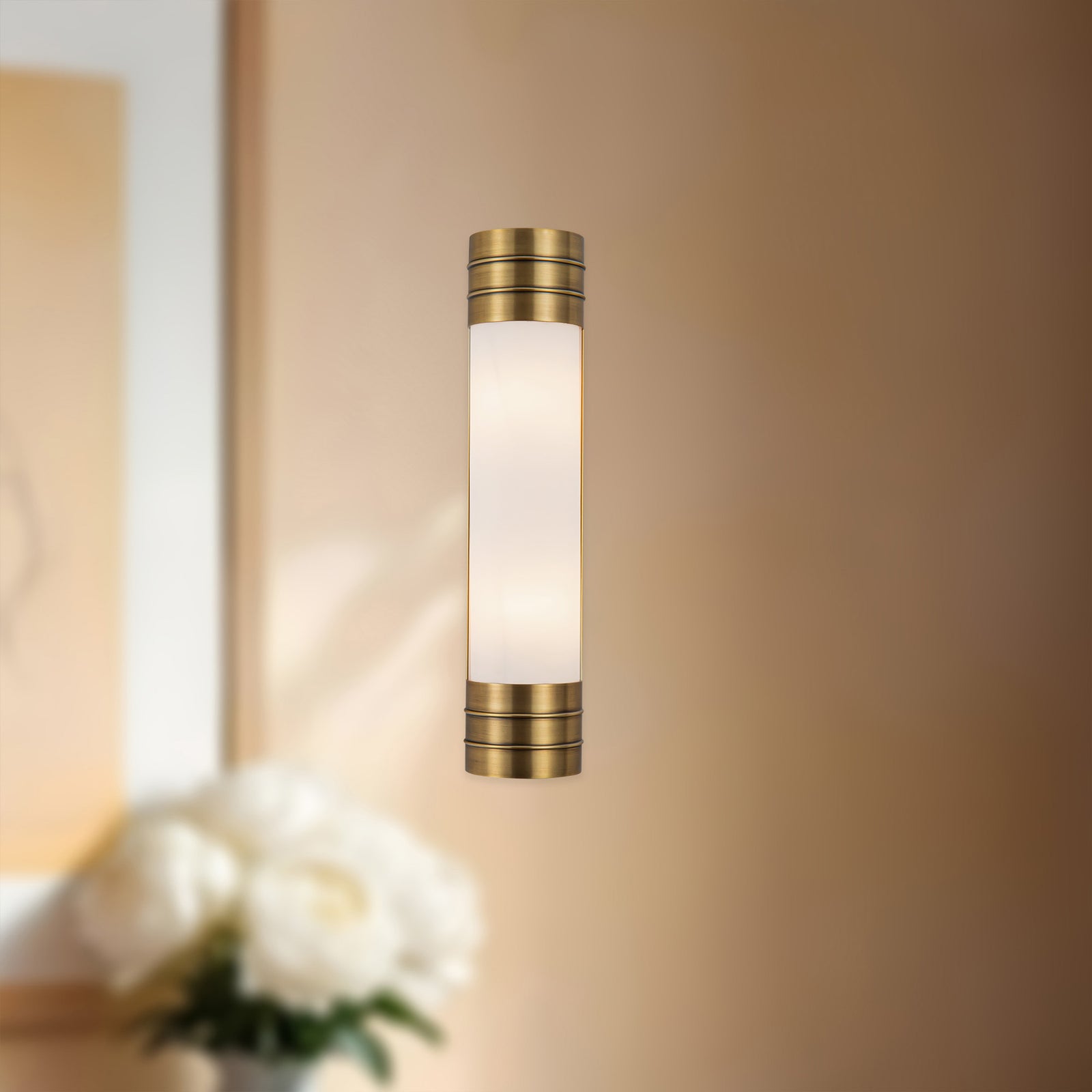 Willard 18-in Vintage Brass/Opal Matte Glass 2 Lights Wall/Vanity