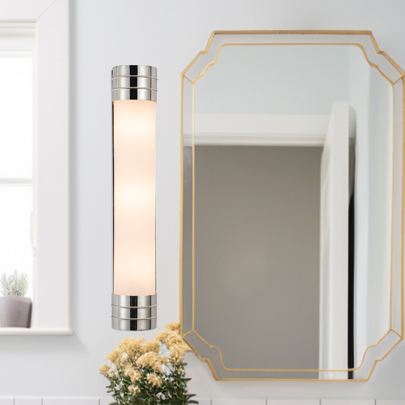 Willard 24-in Polished Nickel/Opal Matte Glass 3 Lights Wall/Vanity