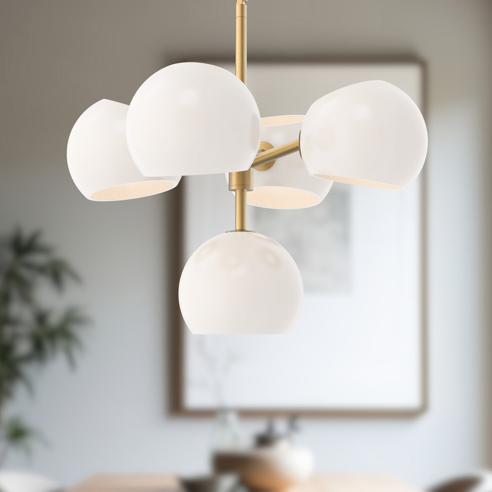 Willow 18-in Brushed Gold/Opal Matte Glass 5 Lights Chandeliers