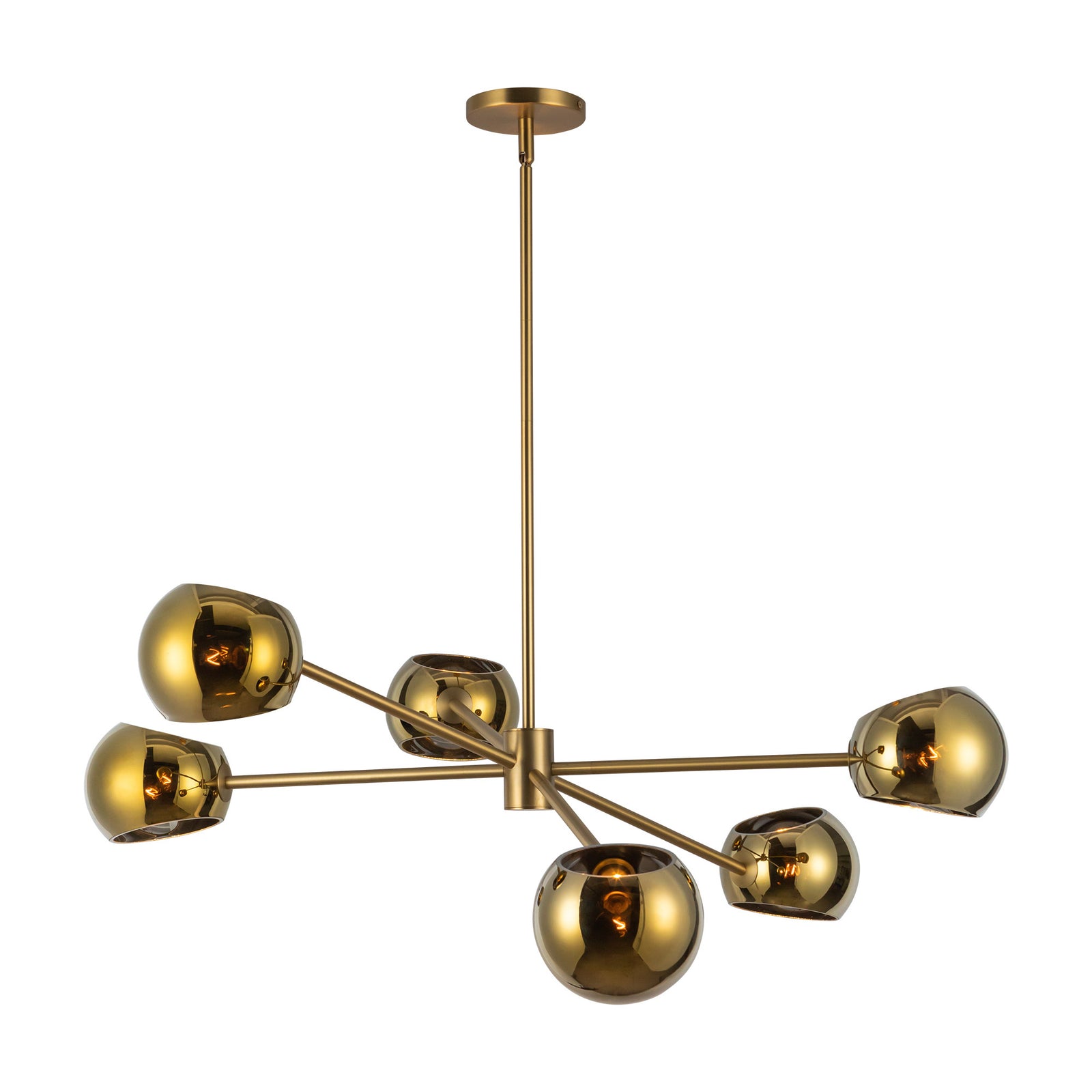 Willow 37-in Brushed Gold/Copper Glass 6 Lights Chandeliers