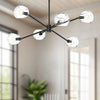 Willow 37-in Clear Glass/Matte Black 6 Lights Chandeliers