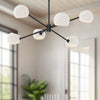 Willow 37-in Matte Black/Opal Matte Glass 6 Lights Chandeliers
