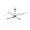 Willow 37-in Clear Glass/Matte Black 6 Lights Chandeliers