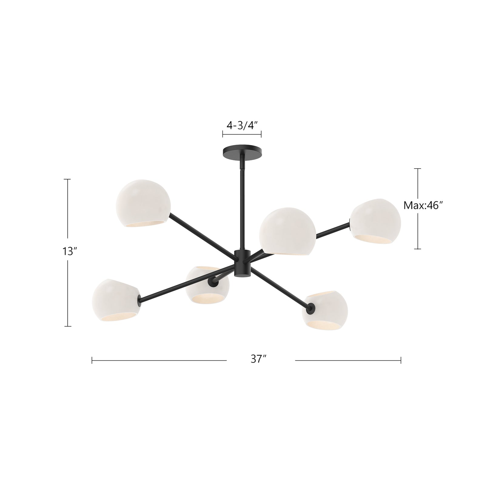 Willow 37-in Clear Glass/Matte Black 6 Lights Chandeliers
