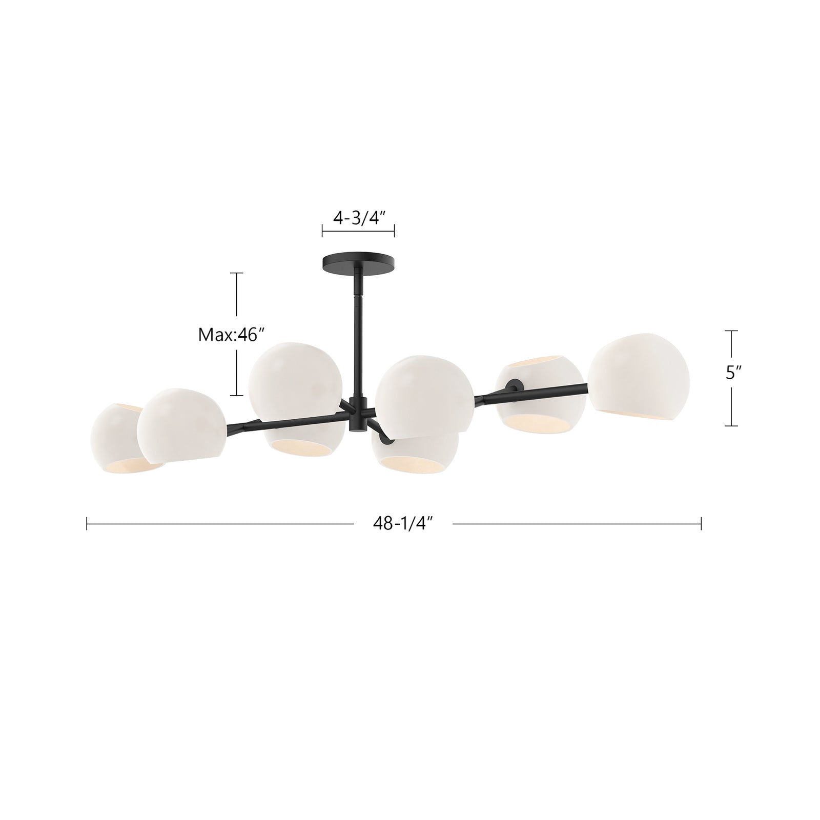Willow 48-in Matte Black/Smoked Solid Glass 8 Lights Linear Pendant