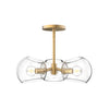 Willow 16-in Brushed Gold/Clear Glass 3 Lights Pendant