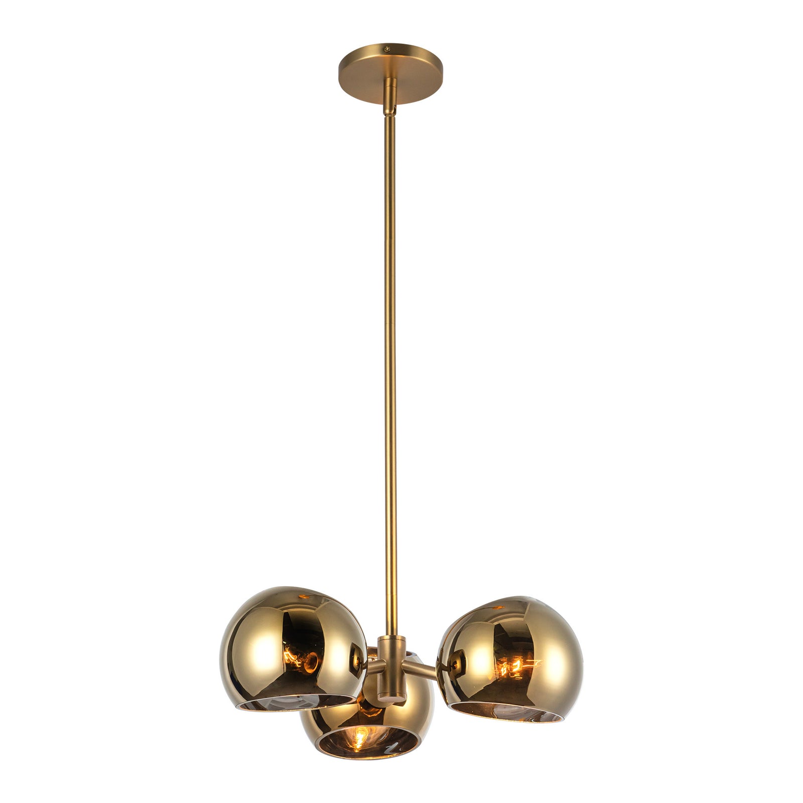 Willow 16-in Brushed Gold/Copper Glass 3 Lights Pendant