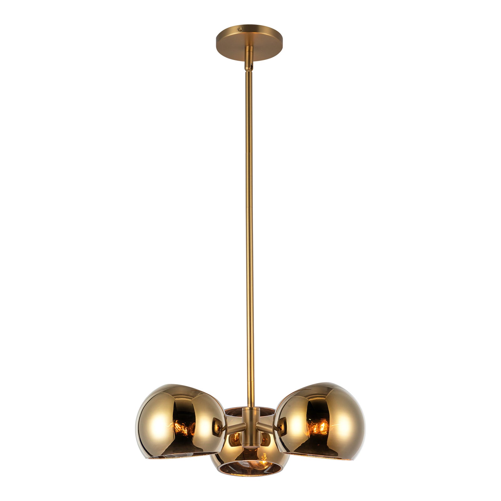 Willow 16-in Brushed Gold/Copper Glass 3 Lights Pendant