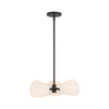Willow 16-in Matte Black/Opal Matte Glass 3 Lights Pendant