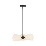 Willow 16-in Matte Black/Opal Matte Glass 3 Lights Pendant