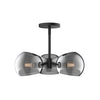 Willow 16-in Matte Black/Smoked Solid Glass 3 Lights Pendant