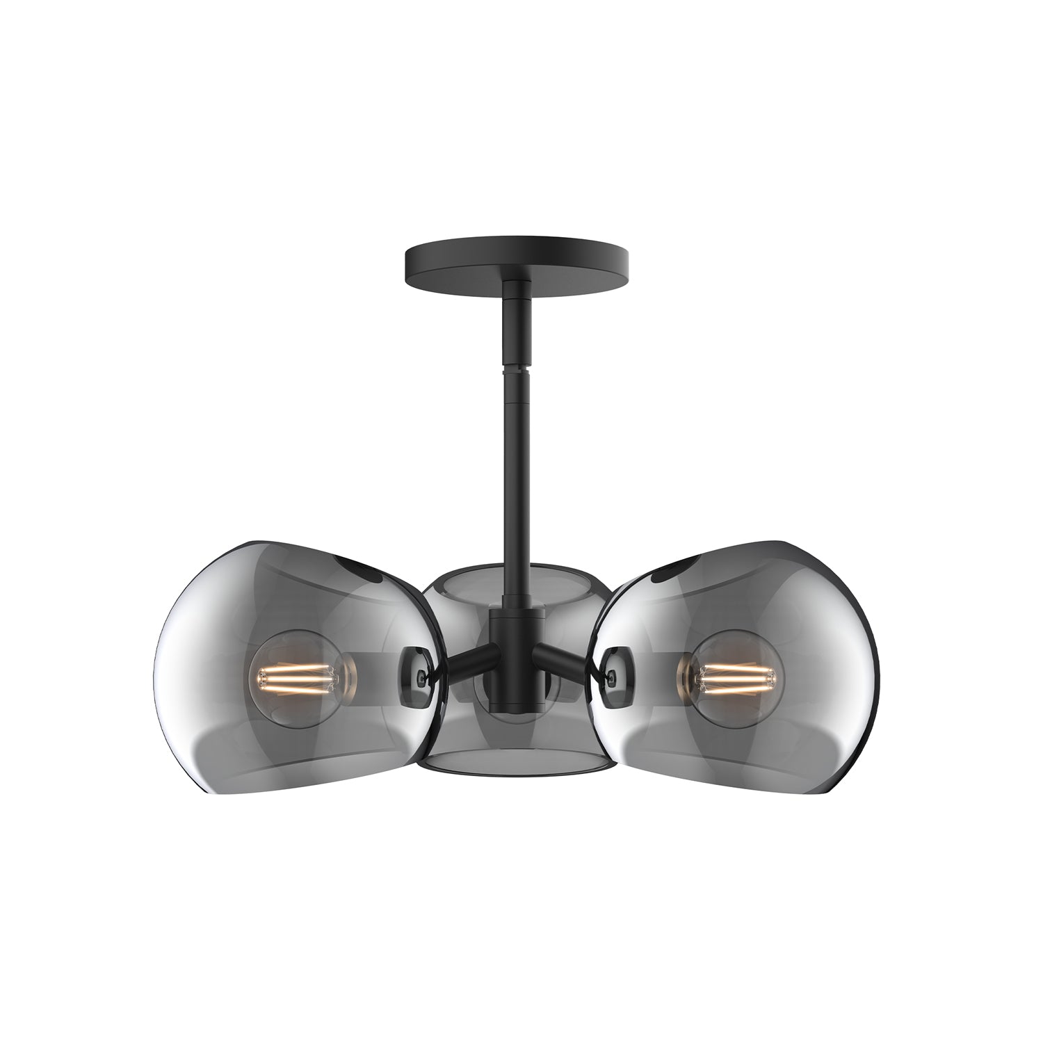 Willow 16-in Matte Black/Smoked Solid Glass 3 Lights Pendant
