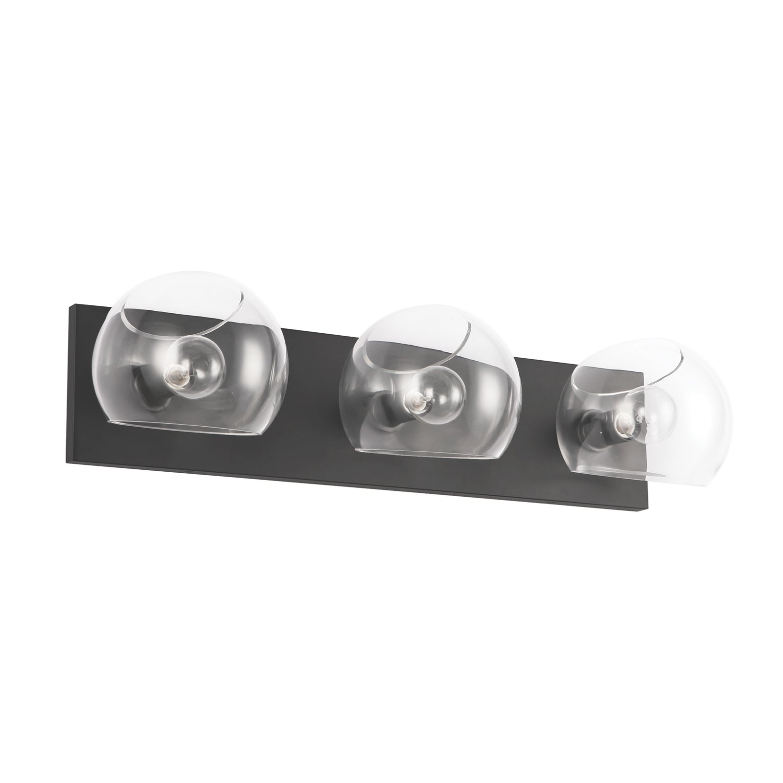 Willow 22-in Clear Glass/Matte Black 3 Lights Vanity