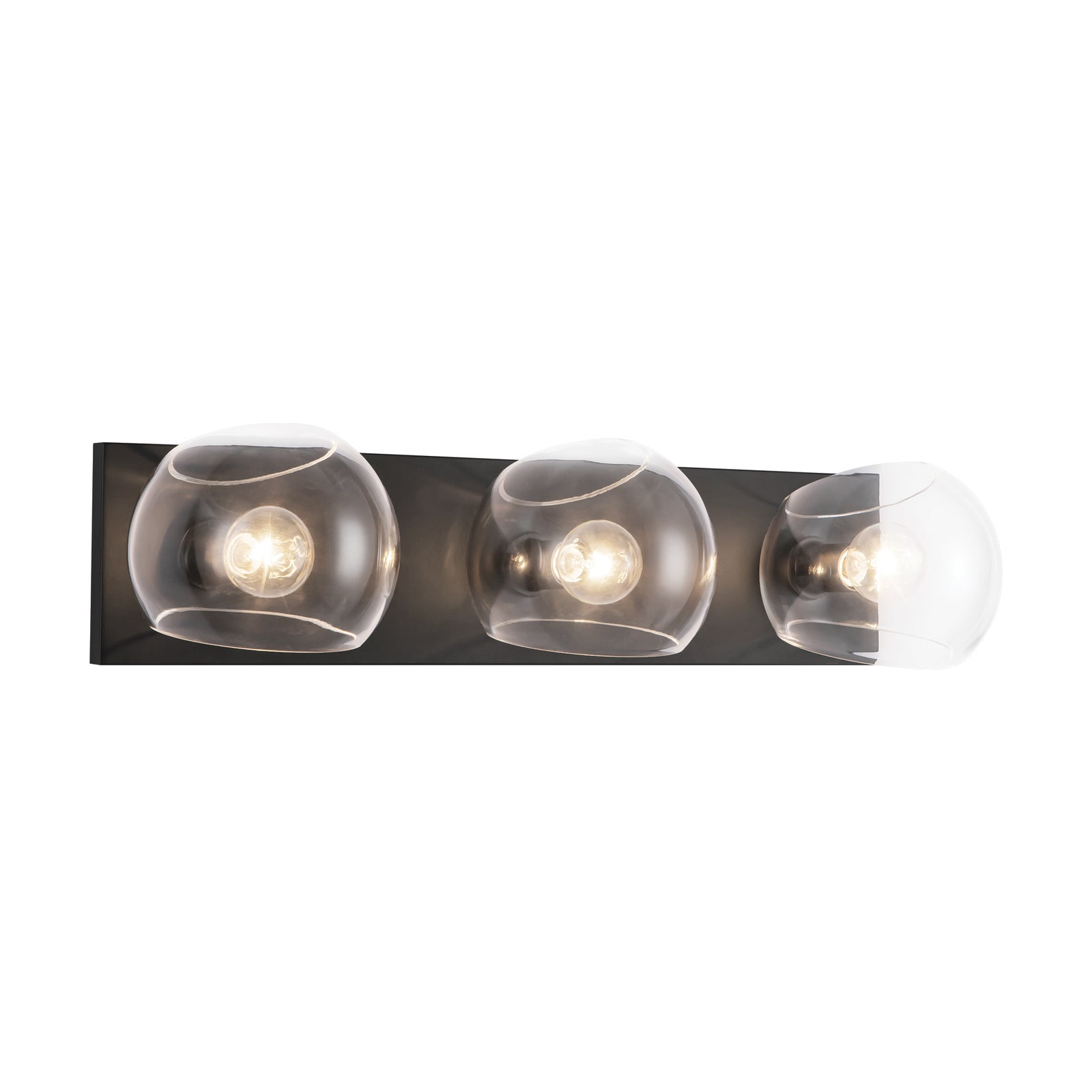 Willow 22-in Clear Glass/Matte Black 3 Lights Vanity