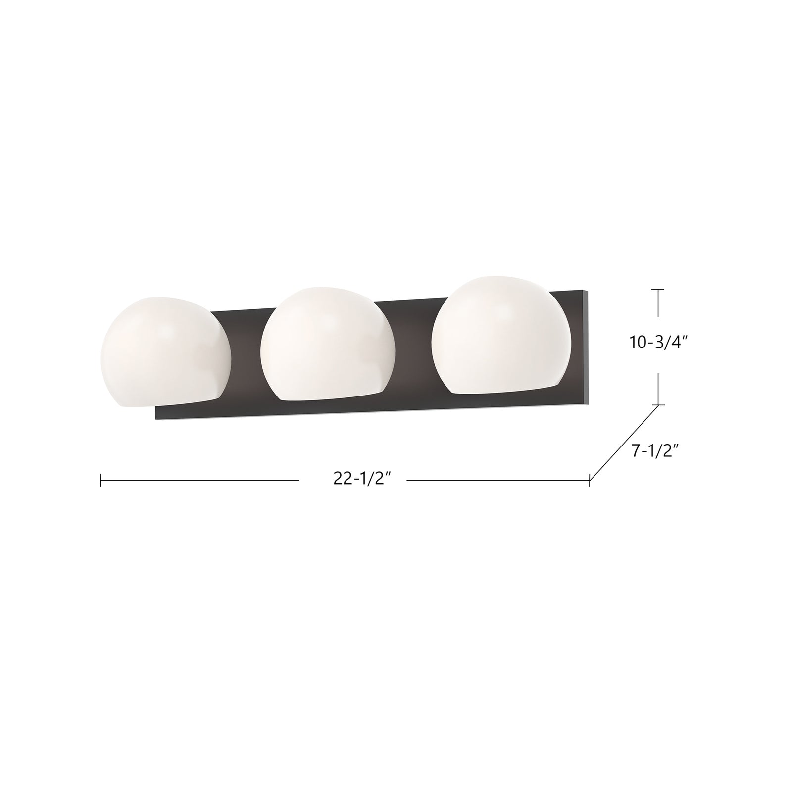 Willow 22-in Matte Black/Smoked Solid Glass 3 Lights Vanity